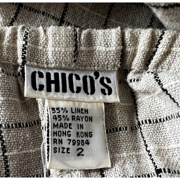 CHICO'S Top, Tank Skirt 3pc Set Vintage Tan Plaid Linen Country Cottage L-XL - Picture 11 of 11